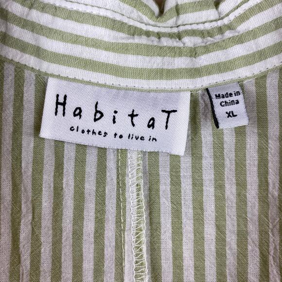 Habitat Striped Tunic Top Size XL Green Cream Art To Wear - Picture 8 of 11